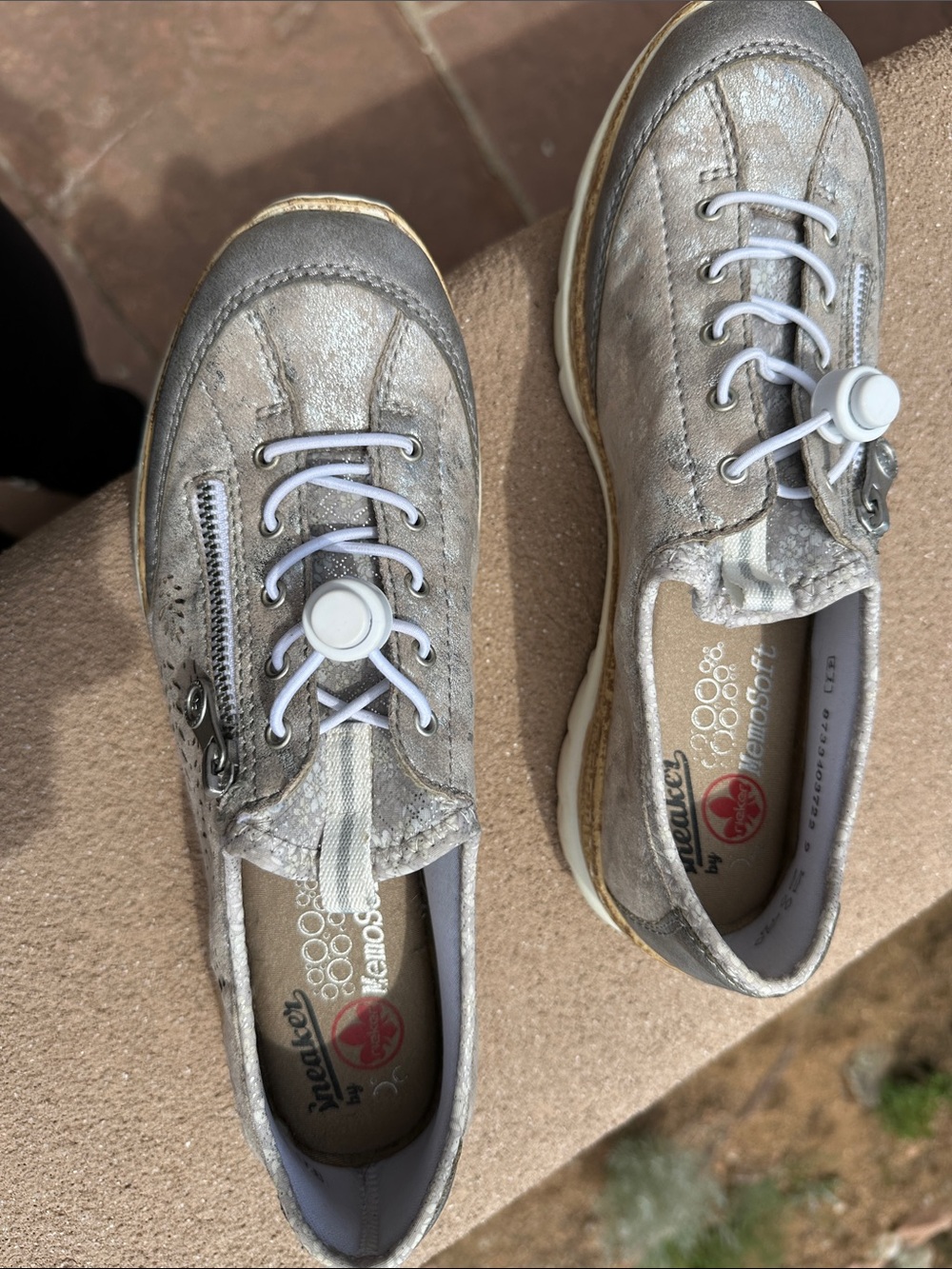 Rieker Women's Gray Lace-Up Sneakers with Side Zipper